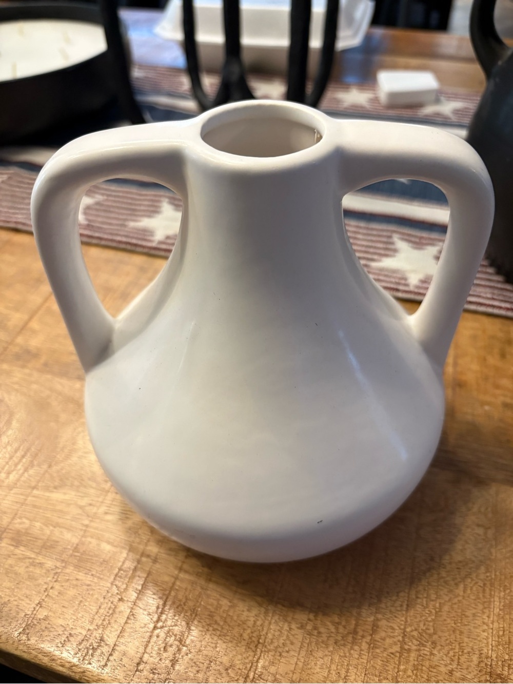 White Double-Handled Ceramic Vase